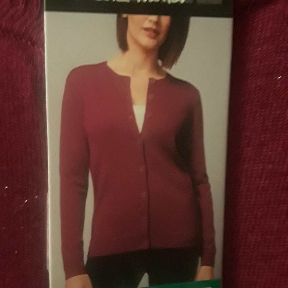 Nicole Miller Original Womens Size XL Wine Color Sparkle Button Up L/S Knit Top